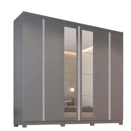 Imagem de Guarda-roupa Casal 6 Portas com Pés e Espelho Monte Carlo