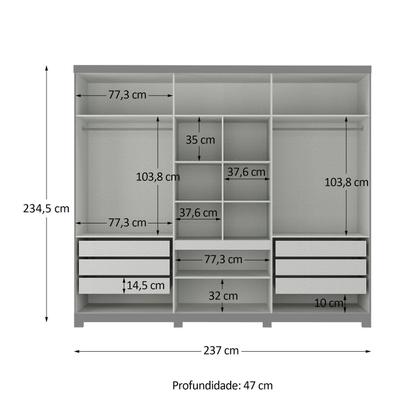 Imagem de Guarda-roupa Casal 6 Portas com Pés e Espelho Monte Carlo