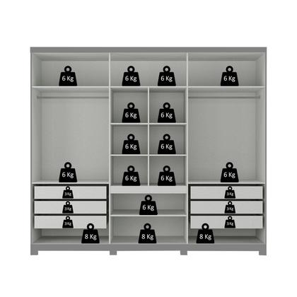 Imagem de Guarda-roupa Casal 6 Portas com Pés e Espelho Monte Carlo