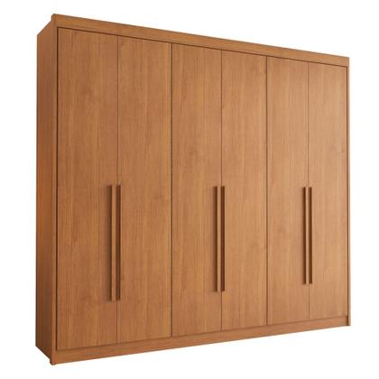 Imagem de Guarda Roupa Casal 6 Portas com Puxador de Madeiras 8 Gavetas Eloá