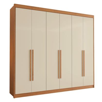 Imagem de Guarda Roupa Casal 6 Portas com Puxador de Madeiras 8 Gavetas Eloá