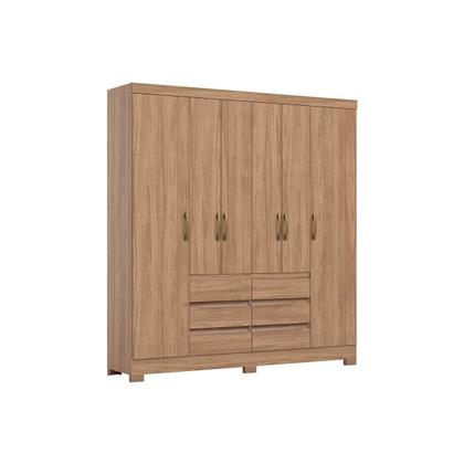 Guarda Roupa Casal 6 Portas de Abrir e 6 Gavetas Briz B355 Nature