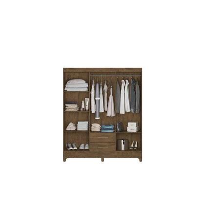 Imagem de Guarda-Roupa Casal 6 Portas e 2 Gavetas e Pés Panamá Marrom/Castanho