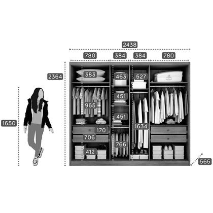 Imagem de Guarda Roupa Casal 6 Portas e 4 Gavetas c/ Espelho Rizon Plus Freijo Cumaru - Novo Horizonte