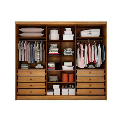 Imagem de Guarda Roupa Casal 6 Portas e 8 Gavetas c/ Espelho Rizon/Linea Freijo Cumaru c/ Fendi - Novo Horizonte