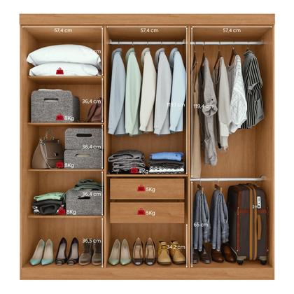 Imagem de Guarda Roupa Casal 6 Portas Easy Slim Amendoa Clean/off White