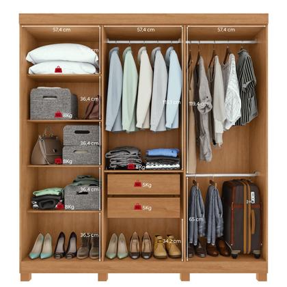 Imagem de Guarda Roupa Casal 6 Portas Easy Slim com Espelho e Pés Amendoa/Off White