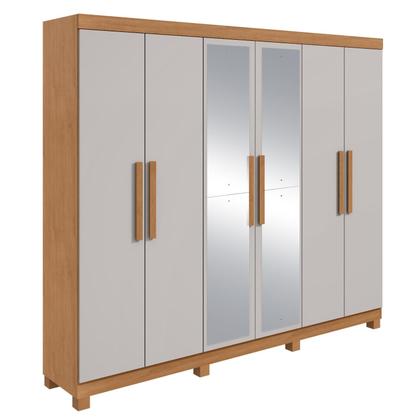 Imagem de Guarda Roupa Casal 6 Portas Easy Slim com Espelho e Pés Amendoa/Off White