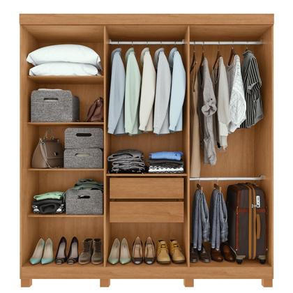 Imagem de Guarda Roupa Casal 6 Portas Easy Slim com Espelho e Pés Amendoa/Off White