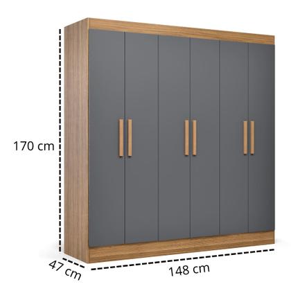 Imagem de Guarda Roupa Casal 6 Portas Itália com Cabideiro e 2 Gavetas  Acabamento Moderno