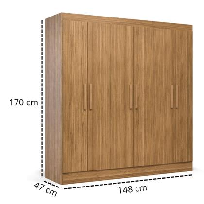 Imagem de Guarda Roupa Casal 6 Portas Itália com Cabideiro e 2 Gavetas  Acabamento Moderno