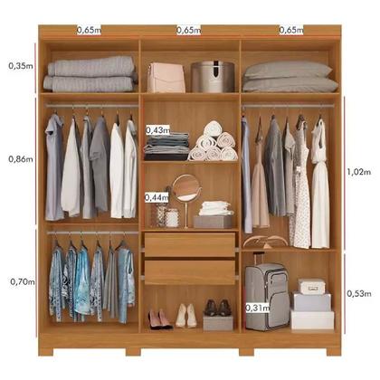 Imagem de Guarda Roupa Casal 6 Portas mais Cômoda Painel p/ TV até 43", 4 gavetas com corrediças telescópicas 