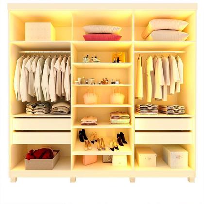 Imagem de Guarda-roupa Casal 6 Portas Reflecta com Pés e Led Imperatriz 100% Mdf