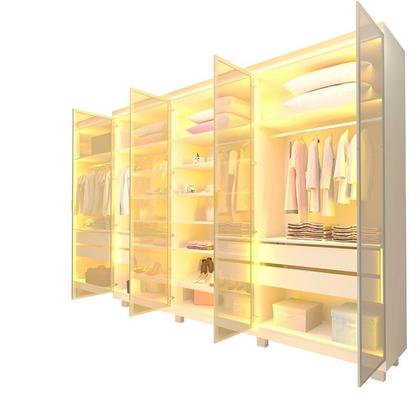 Imagem de Guarda-roupa Casal 6 Portas Reflecta com Pés e Led Imperatriz 100% Mdf