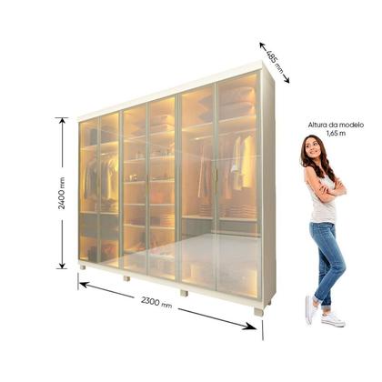 Imagem de Guarda-roupa Casal 6 Portas Reflecta com Pés e Led Imperatriz 100% Mdf