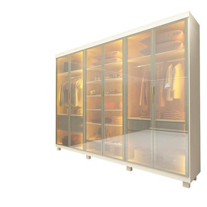 Imagem de Guarda-roupa Casal 6 Portas Reflecta com Pés e Led Imperatriz 100% Mdf