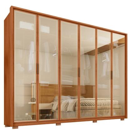Imagem de Guarda-Roupa Casal 6 Portas Reflexta 4 Gavetas 100% MDF Freijó New Reflex Yescasa Marrom