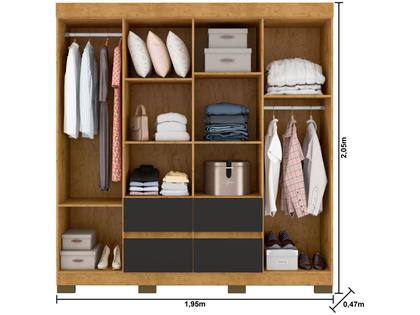 Guarda-roupa Casal 8 Portas 4 Gavetas Araplac B24084 - Guarda
