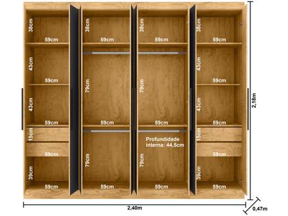 Imagem de Guarda-roupa Casal 8 Portas 4 Gavetas