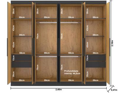 Imagem de Guarda-roupa Casal 8 Portas 4 Gavetas Araplac Porto