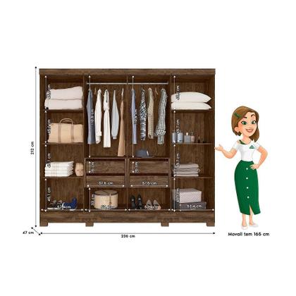 Imagem de Guarda-roupa Casal 8 Portas 4 Gavetas Com Espelhos e Pés Diplomata