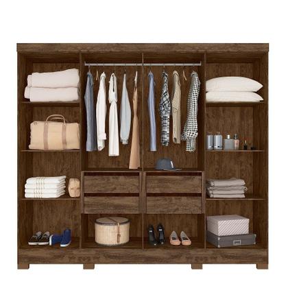 Imagem de Guarda-roupa Casal 8 Portas 4 Gavetas Com Espelhos e Pés Diplomata