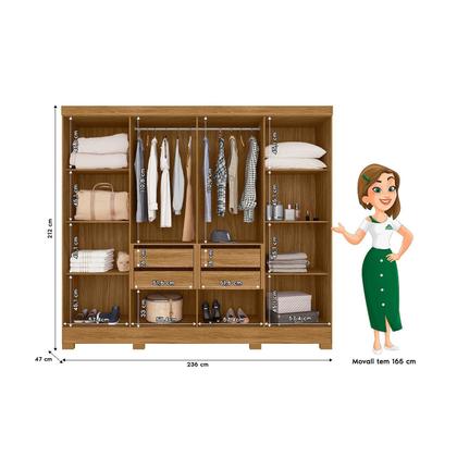 Imagem de Guarda-roupa Casal 8 Portas 4 Gavetas Com Espelhos e Pés Diplomata