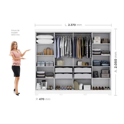 Imagem de Guarda Roupa Casal 8 Portas 4 Gavetas com Pés Paris Espresso Móveis