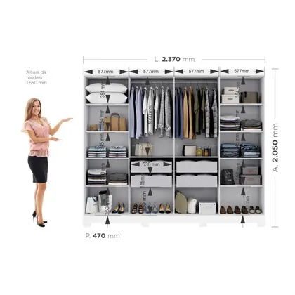 Imagem de Guarda Roupa Casal 8 Portas 4 Gavetas com Pés Paris Espresso Móveis