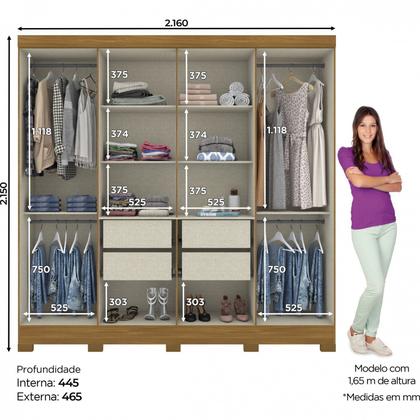 Imagem de Guarda-Roupa Casal 8 Portas 4 Gavetas Devon Henn