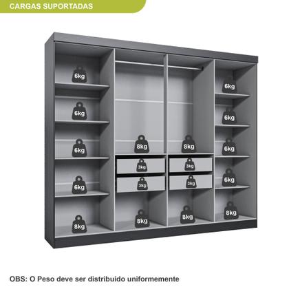 Imagem de Guarda Roupa Casal 8 Portas 4 Gavetas Paris Espresso Móveis