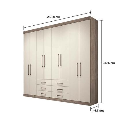 Guarda-Roupa Casal 8 Portas 6 Gavetas 238,80cm Master Santos
