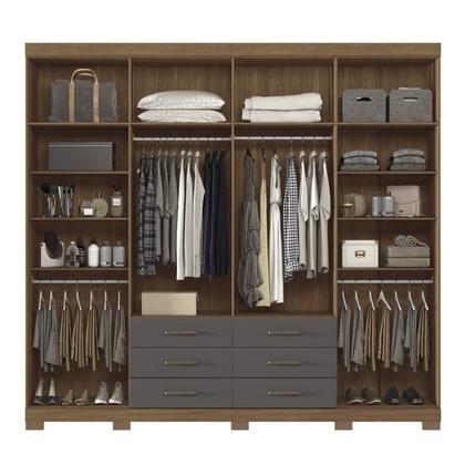 Imagem de Guarda Roupa Casal 8 Portas 6 Gavetas Master com Espelho e Pés
