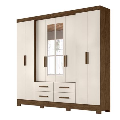 Imagem de Guarda Roupa Casal 8 portas espelho 4 gavetas San Lorenzo Plus Castanho Wood - Moval