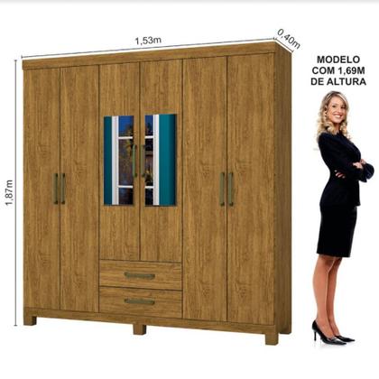 Imagem de Guarda Roupa Casal A22 6 Portas 2 Gavetas Com Espelho Carioca Móveis