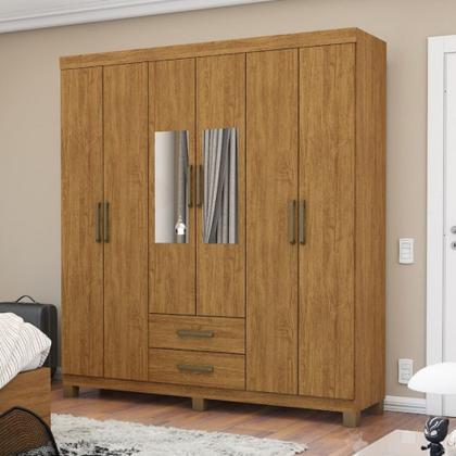 Imagem de Guarda Roupa Casal A22 6 Portas 2 Gavetas Com Espelho Carioca Móveis