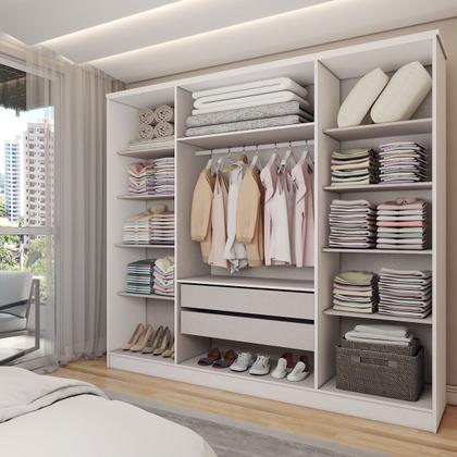 Imagem de Guarda-Roupa Casal Adam Plus 4 Portas 2 Gavetas com Espelho Branco - Panorama Móveis