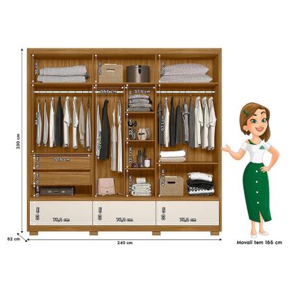 Guarda Roupa Casal Amazonas Ripado 6 Portas - Moval - Guarda-Roupa