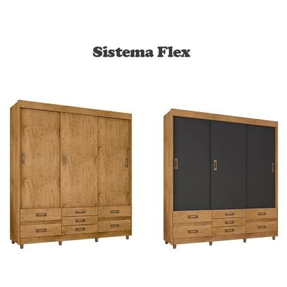 Imagem de Guarda Roupa Casal Ambiente 37020 Freijó Carbono Flex  Araplac