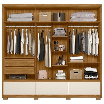 Imagem de Guarda Roupa Casal Ambiente Amazonas 6 Portas Freijó Off White com Espelho - Moval