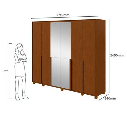 Imagem de Guarda Roupa Casal Ambiente Imperatore 6 Portas Frassino com Kit Sapateira e Espelho com Pés  Lopas