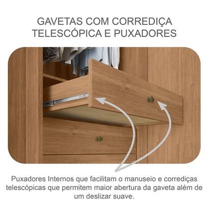 Imagem de Guarda Roupa Casal Ambiente Linea 6 Portas 4 Gavetas Cumaru 25 Fendi com Espelho  Novo Horizonte