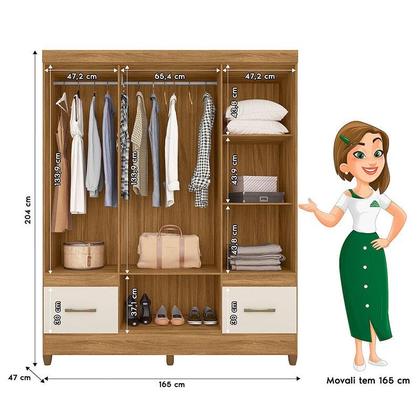Imagem de Guarda Roupa Casal Ambiente MS912 6 Portas Freijó Off White - Moval