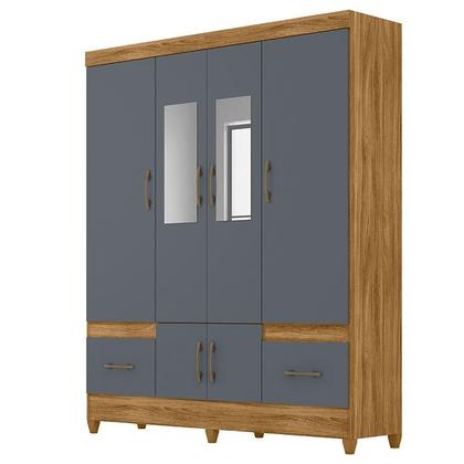 Imagem de Guarda Roupa Casal Ambiente MS912 com espelho e Cômoda MS913 Freijó Cinza  Moval