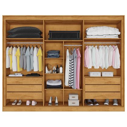 Imagem de Guarda-Roupa Casal Argos 6 Portas 6 Gavetas Espelhado 100% Mdf Peroba/Off White - Mademarques