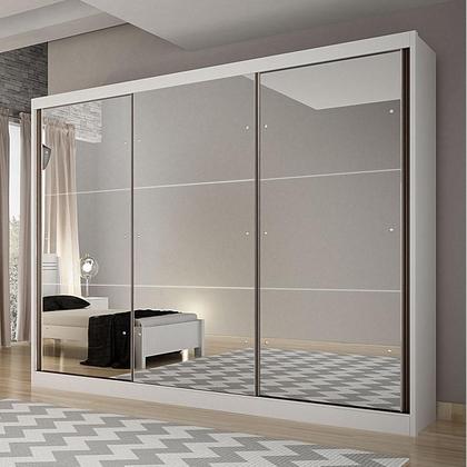 Imagem de Guarda Roupa Casal Atlanta com Espelho e Cômoda Seul Neve - Novo Horizonte