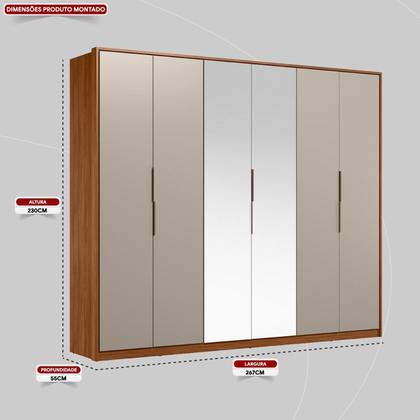 Imagem de Guarda Roupa Casal Atrice 6 Portas com 2 Portas em Espelho