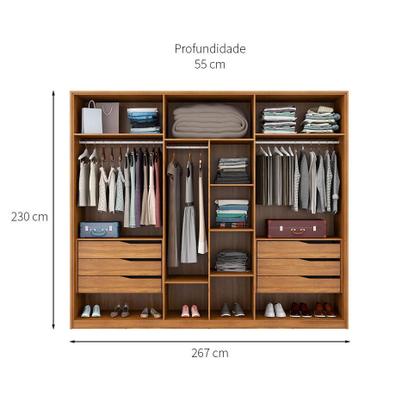 Imagem de Guarda-Roupa Casal Atrice 6 PT 6 GV Amendola e Grafito