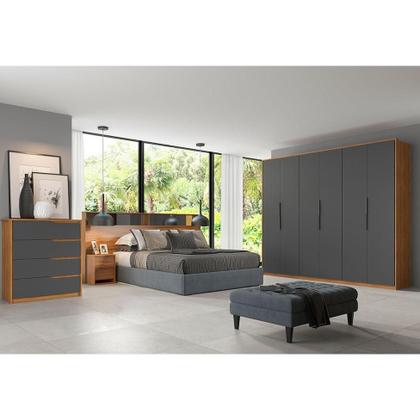 Imagem de Guarda-Roupa Casal Atrice 6 PT 6 GV Amendola e Grafito