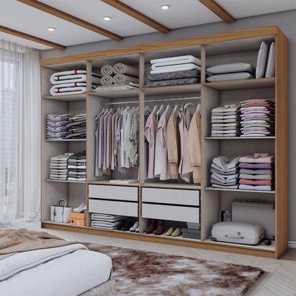 Imagem de Guarda-Roupa Casal Aurora Radiante 8 Portas 4 Gavetas com Espelho Marrocos/Off White - Panorama Móveis